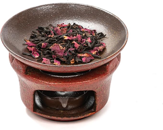 Ceramic Incense Burner Kit, No Electricity Needed,Zen-Inspired Aromatherapy Oil Burner with Rustic Terracotta Glaze, Perfect for Home, Office, Yoga & Meditation (Reddish Brown)