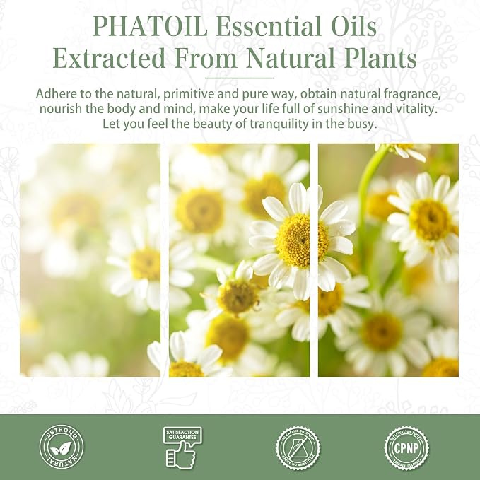 PHATOIL 1.01FL.OZ Chamomile Essential Oil, Pure Aromatherapy Essential Oils for Diffuser, Humidifier, Scented Oils for Soap, Candle, Bath Bombs Making(30ML)