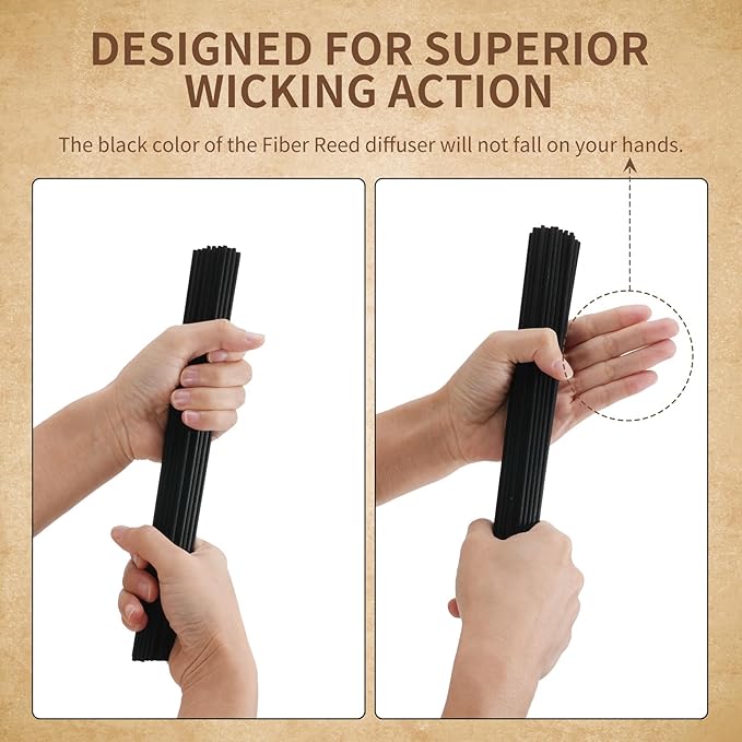 10inch Diffuser Replacement Sticks - 60Pcs Fiber Reed Fragrance Sticks Refill for Home and Bathroom - Rattan Essential Oil Sticks for Scented Diffuser