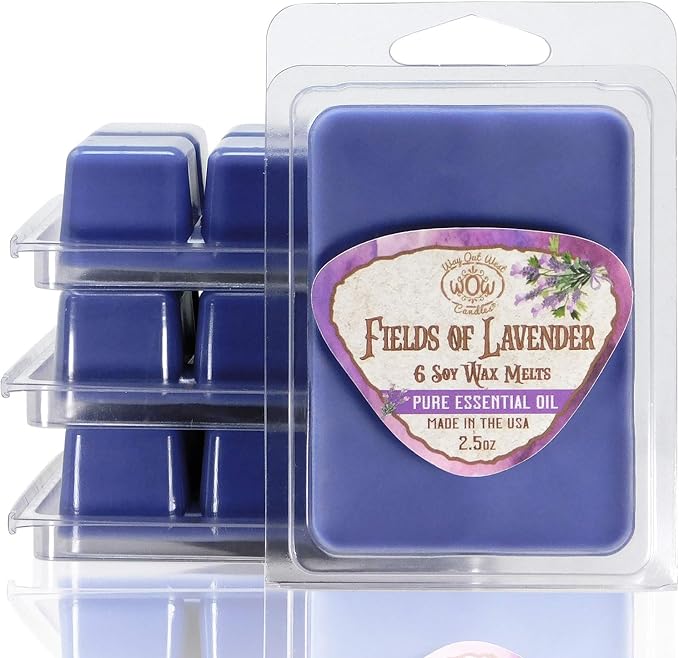Lavender Essential Oil Wax Melts for Wax Warmers – Long‑Lasting Fields of Lavender Aromatherapy Wax Melt Cubes, 4 Pack (24 Cubes), Made in USA