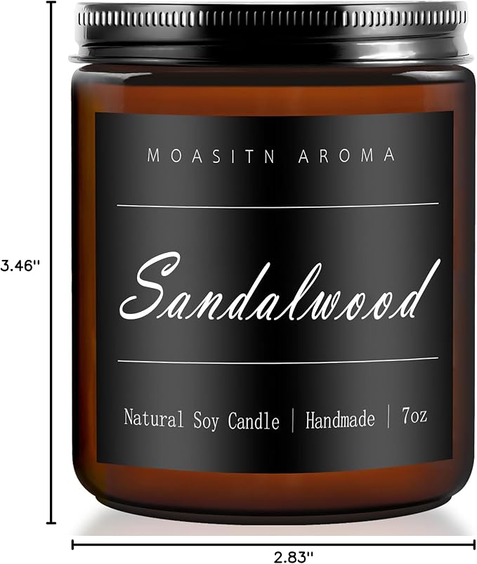 MOASITN Sandalwood Heavenly Scented Candles for Home| Natural Soy Aromatherapy Candle| Handmade Long Lasting Jar Candel| Gift for Women,Men| as Birthday,Housewarming,Thank You,Relaxing Gifts| 7oz
