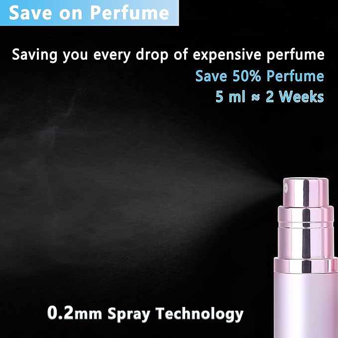 Travel Refillable Perfume Atomizer Bottle 5ml Leakproof Travel Perfume Refillable Bottle (Pink)