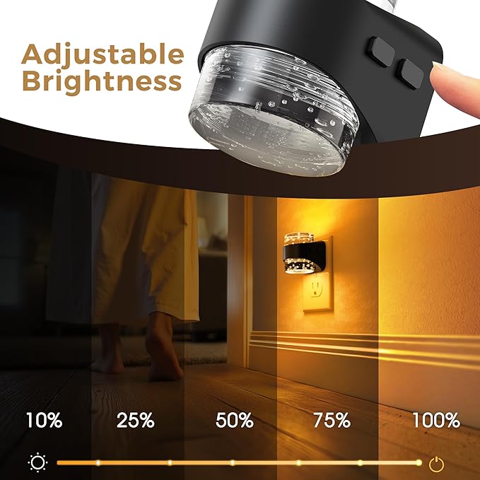 L LOHAS LED Night Light, Bubble Night Lights Plug into Wall, 2 Pack Night Lights with Dusk-to-Dawn Sensor,Dimmable Amber Pulg in Nightlights for Rooms Bathroom Hallway