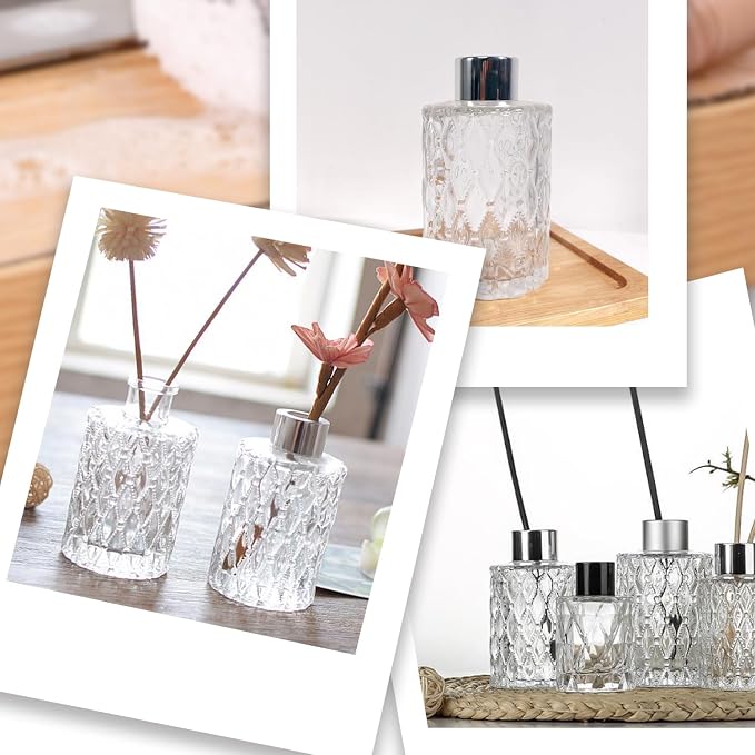 150ml/5oz Glass Diffuser Bottles Empty Clear Diffuser Jars Aromatherapy Container Fragrance Accessories Use for DIY Replacement Sticks Sets Essential Oils Crafts Decor