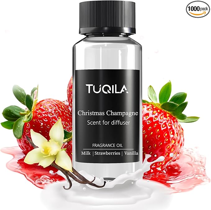 Christmas Champagne Waterless Diffuser Oil 120ML, Festive Berries, Vanilla & Pear for Waterless Diffuser, Holiday Party Scent Oils, Cozy Gourmand Aromatherapy for Home, Featival