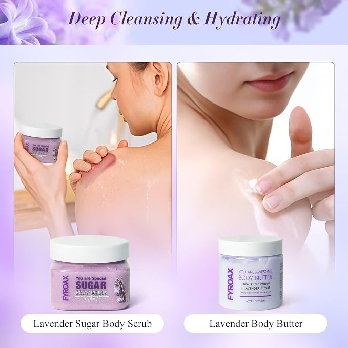 Spa Gifts for Women 7 Pcs Home Spa Kit Lavender Bath Set,Spa Gift Baskets Self Care Gifts Spa Gifts for Women Birthday,Mothers Day Basket Easter Christmas Bath Set