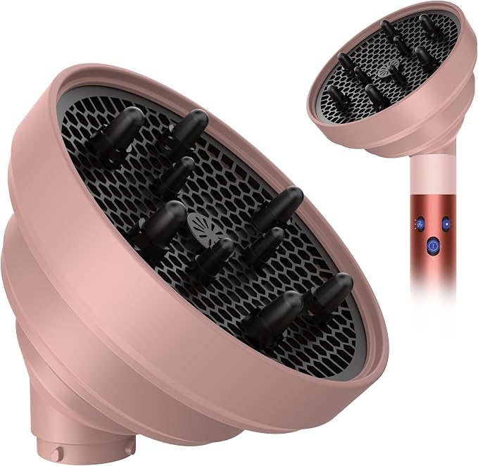 KingKam Upgraded Diffuser Attachment for Dyson Airwrap, Collapsible Hair Diffuser for Airwrap, Converts for Dyson Airwrap to Hair Dryer, Foldable and Easy Storage for Travel - Light Pink