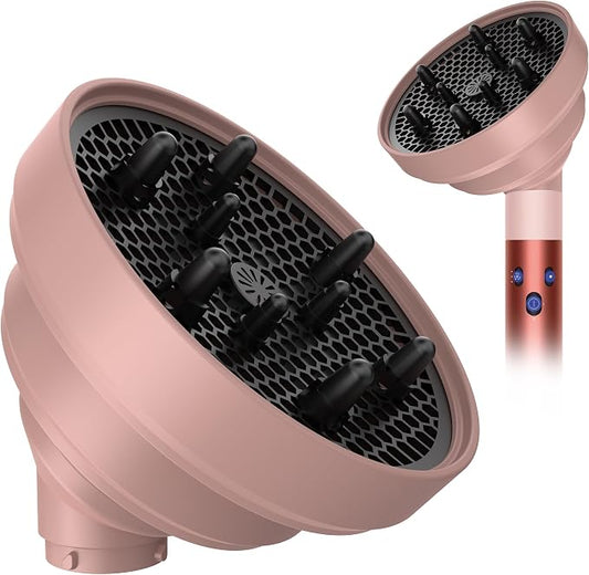 KingKam Upgraded Diffuser Attachment for Dyson Airwrap, Collapsible Hair Diffuser for Airwrap, Converts for Dyson Airwrap to Hair Dryer, Foldable and Easy Storage for Travel - Light Pink