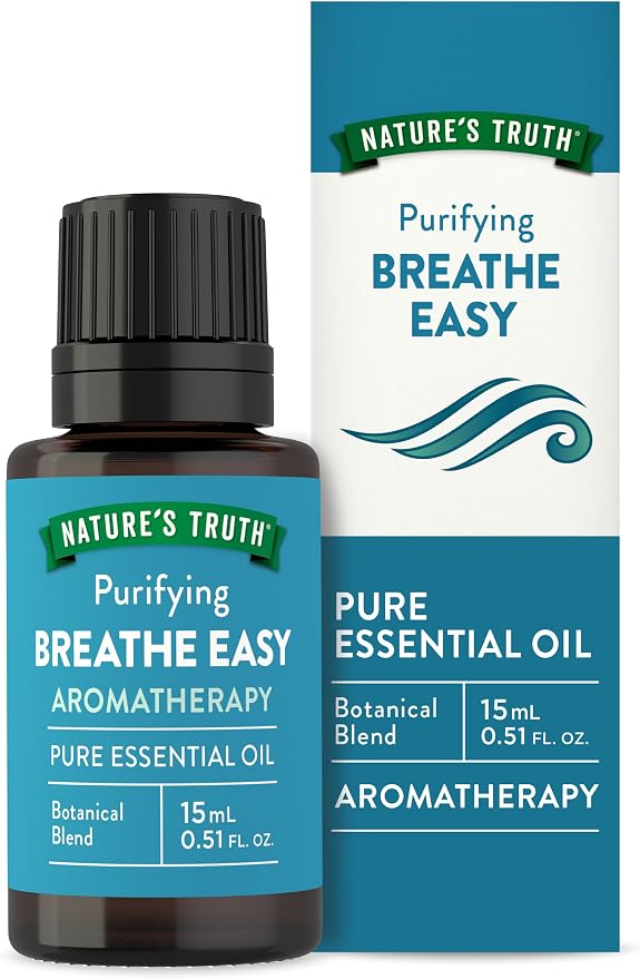 Nature's Truth Breathe Easy Essential Oil Blend | 15 mL | with Eucalyptus, Peppermint, Lemon, and Tea Tree Oils | for Aromatherapy | Pure Plant Based, Non-GMO & Gluten Free