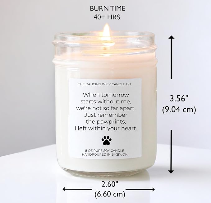 – Pet Memorial Candle Gift – Lavender Vanilla Scented Soy Wax – Remembrance for Pet Loss, Dog Sympathy Gift – 8 oz, Hand-Poured – Made in the USA (Pet Memorial)
