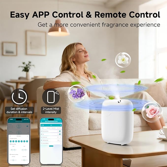 Waterless Essential Oil Diffuser - 3000 Sq.Ft Coverage, Whole-House Scent Diffuser Machine for Aromatherapy, 400ml Capacity, App Control Cold Air Oil Diffusers for Home Hotel Large Room Office Gifts