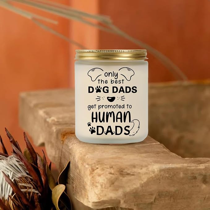 New Dad Gifts, Dog Print Lavender Scented Candle - Fathers Day Gift for First Time Dad