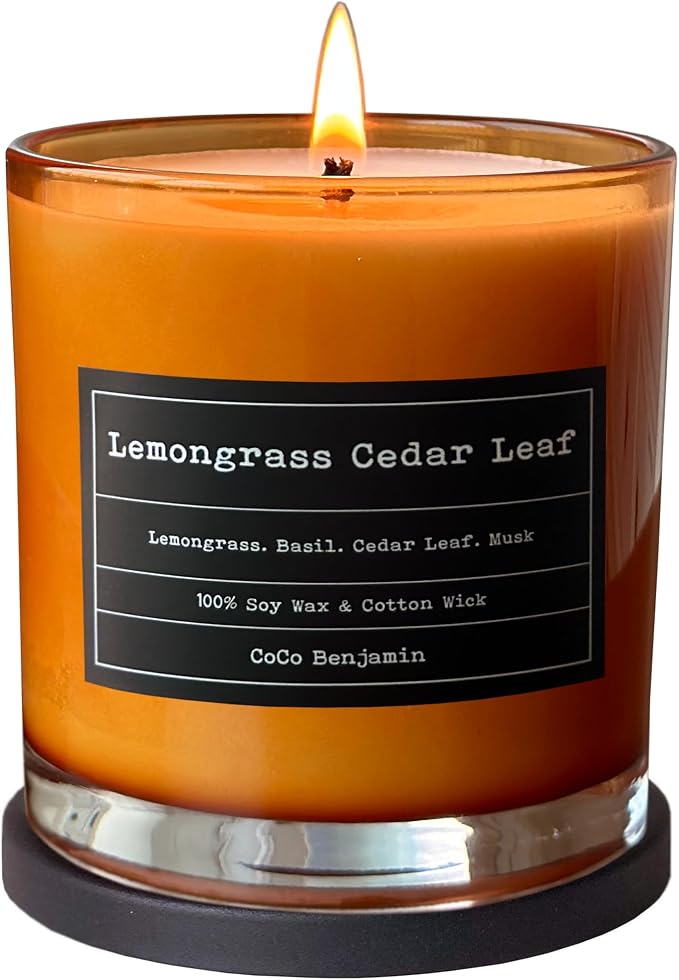 100% Soy, Highly Scented, Hand Poured Soy Candle (Lemongrass Cedar Leaf)
