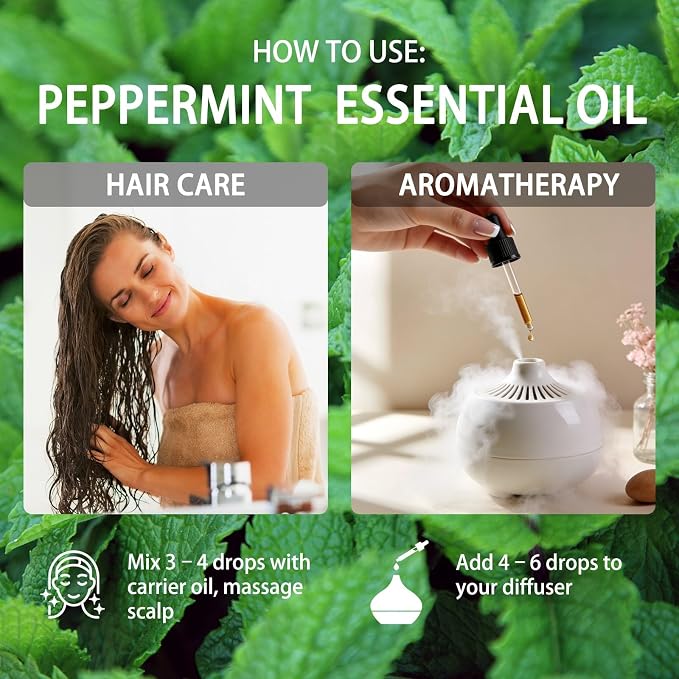 Peppermint Essential Oil, Peppermint Fragrance Oil for Diffuser, Massage, Humidifier, DIY Candle, Soap Making, Home, Bath, Yoga - 4 fl oz (120ml) - ZODION Essential Oils