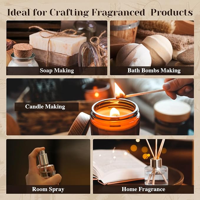 Woody Essential Oils Gift Set, 10x５ML Premium Wood Fragrance Oil　for Candle & Soap Making, Diffuser, Sandalwood, Teakwood, Forest Pine, Cedarwood, Cypress and Frankincense More Aromatherapy Oils
