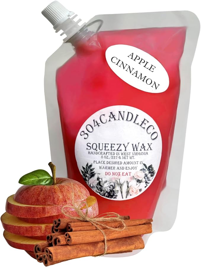 304CandleCo Large Squeeze Soy Wax Melt - 50 SCENTS! - Highly Fragrant & Hand-Crafted - Easy Mix & Match - American Made - Perfect for Wax Warmers (3oz, Apple Cinnamon)