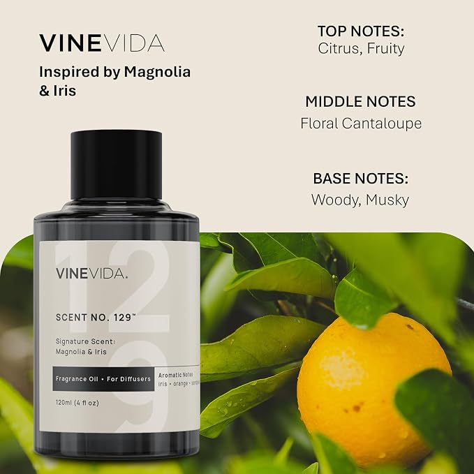 VINEVIDA [4 Oz] Inspired by: Magnolia & Iris; Diffuser Oil Refill | Premium Scent Diffuser Oil for Home | Non-Toxic Fragrance