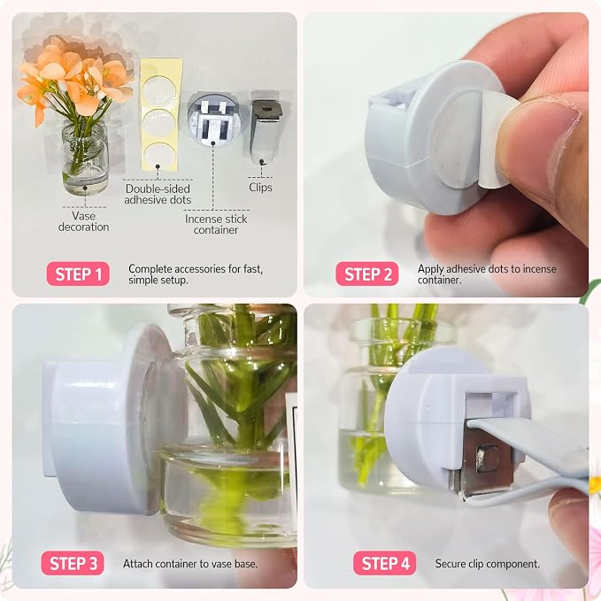 4 Pack Flowers Car Vent Clips, Cute Daisy Plants Vase Air Conditioning Outlet Clip with Fragrance Pads, Charm Scent Perfume Automotive Interior Decorations for Women