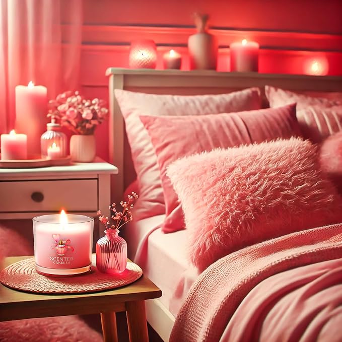 CHILLFLAME Pink Candles, Scented Candle Gift Set for Stress Relief, 3 Votive Candles for Women and Men, Birthday Candle Gifts for Women, Candles Gifts for Women (Pink, 7 oz)