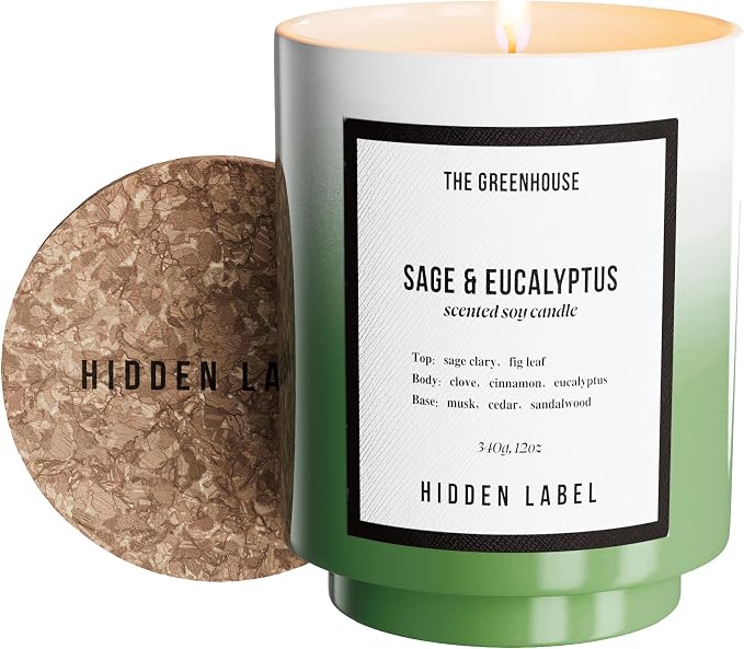 Eucalyptus Sage Scented Candle, 12oz Natural Soy Wax with Cotton Wick, 75H Long Lasting Burn Aromatherapy Candle for Home, Stress Relief Meditation & Yoga, Non-Toxic Relaxation Gift for Women