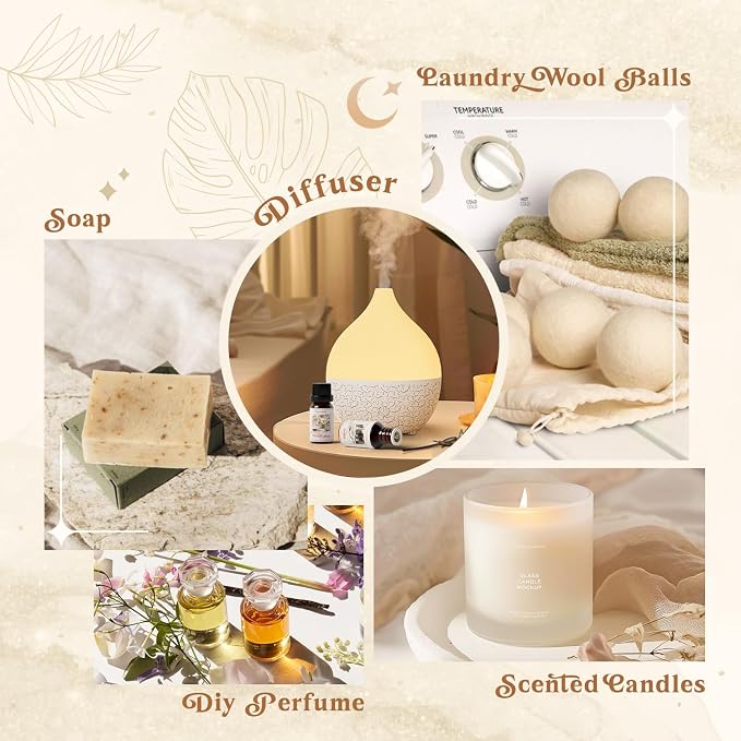 SALKING Hotel Fragrance Oils, Premium Essential Oil for Diffuser, Scented Oil Gift Set for Soap Candle Making - The Hotel, Santal, My Way, Day Dream, Secret Desires, White Tea