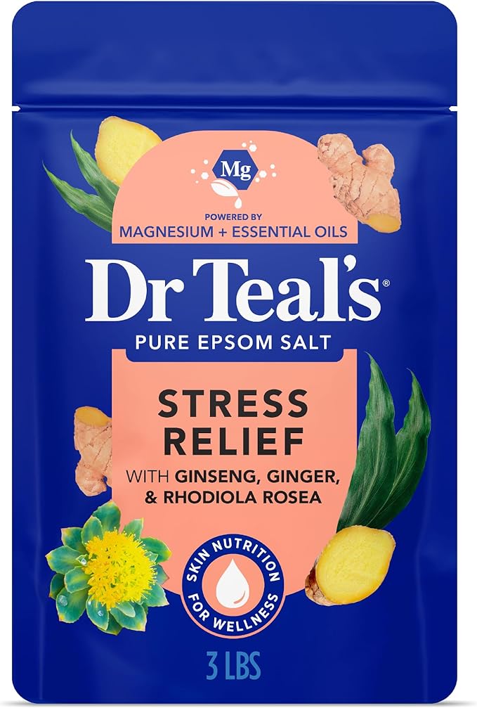 Dr Teal's Epsom Salt Magnesium Soak, Stress Relief with Essential Oils, 3 lbs