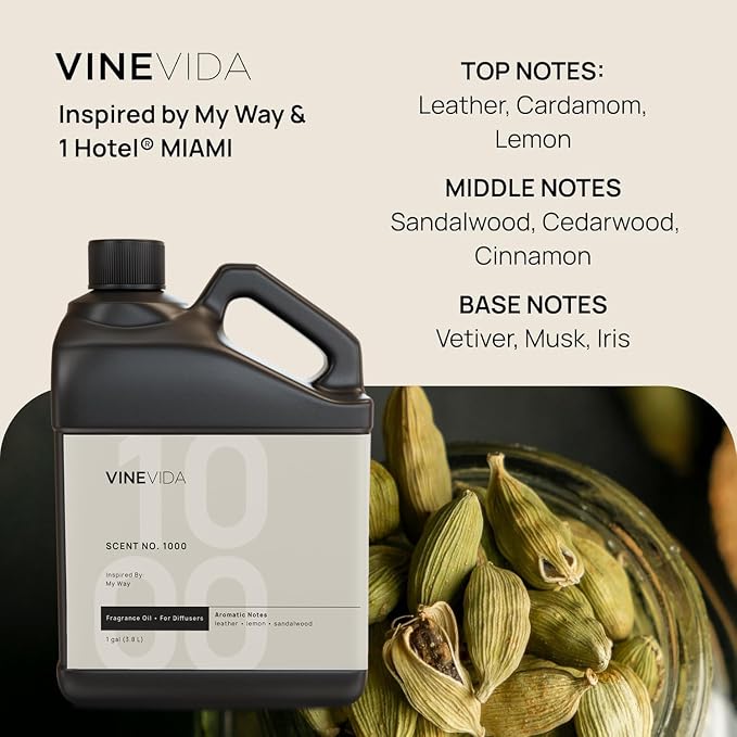 VINEVIDA [128 Fl Oz] Scent NO. 1000 Inspired by My Way Fragrance Oil For Cold Air Diffuser, Aromatic Notes of Leather Lemon Sandalwood, Essential Oil for Diffuser Oil Refill & Air Freshener Room Spray