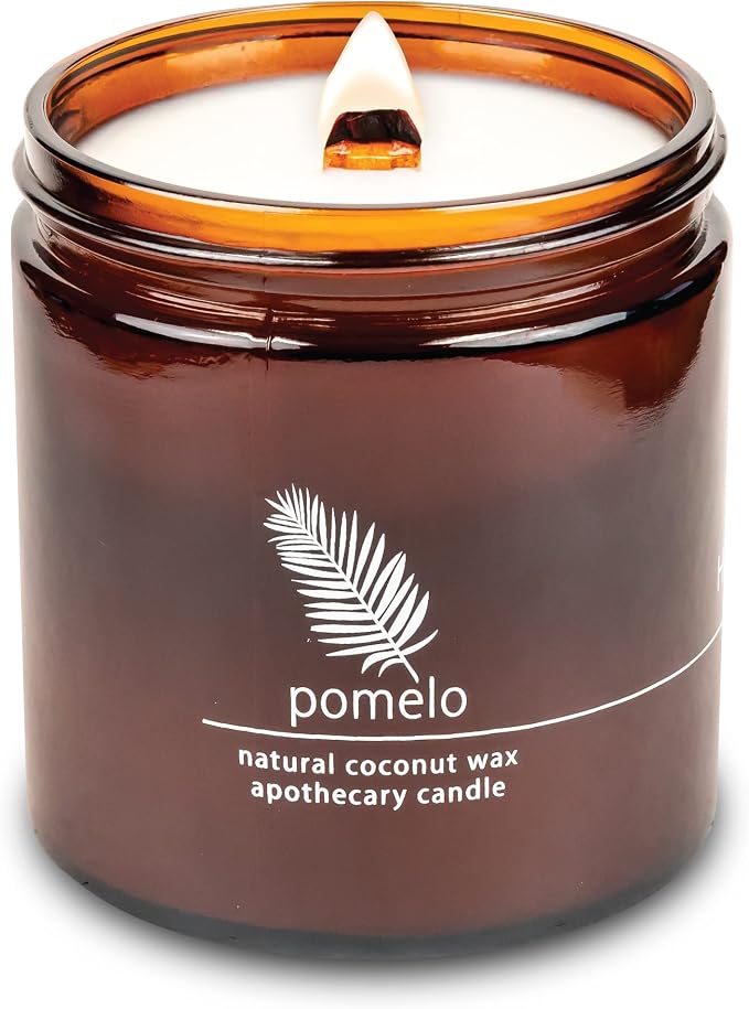 Hemlock Park Pomelo Citrus Apothecary Scented Candle | Crackling Wood Wick, Botanical Fragrance & Coconut Apricot Wax | Up to 80 Hour Burn Time | 16 oz | Made in USA