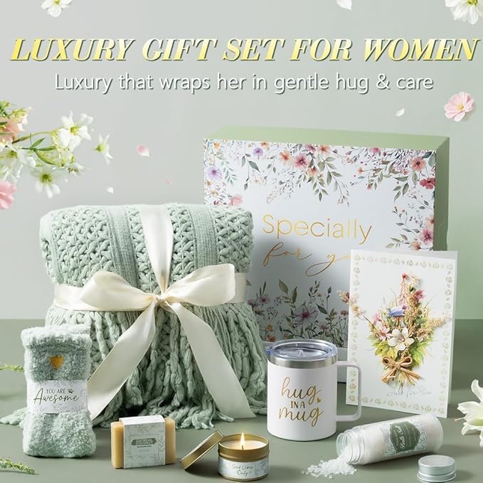 Self Care Gifts for Women Get Well Soon Gifts, Birthday Gifts for Women Care Package, Sympathy Gift Baskets Spa Gifts Set, Christmas Thinking of You Inspirational Gifts for Mom Her Friend Sister Wife