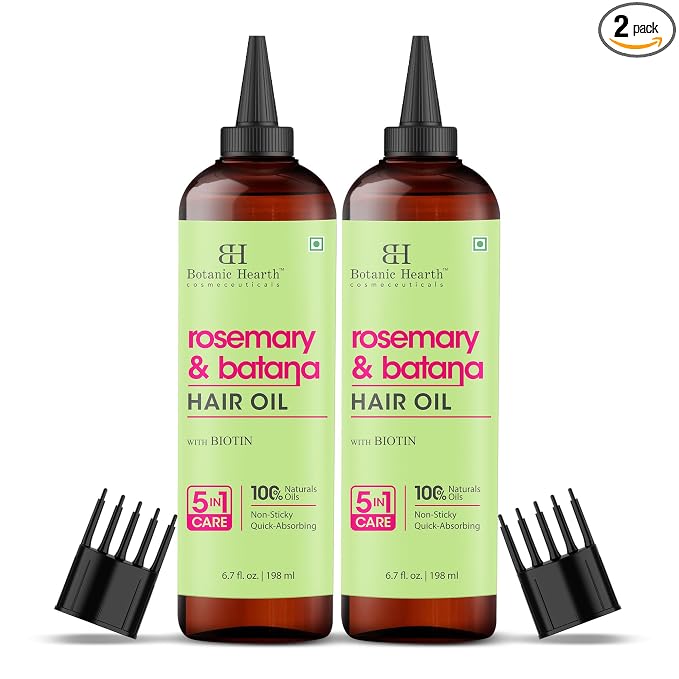 Botanic Hearth 100% Pure Rosemary Batana Oil For Hair Growth & Hair Treatment Oils 6.7 Fl Oz, 2Pack|Infused with coconut Oil|Hair Oil Repairs Dry Damaged Hair, Strengthening, Healthier|All Hair Types