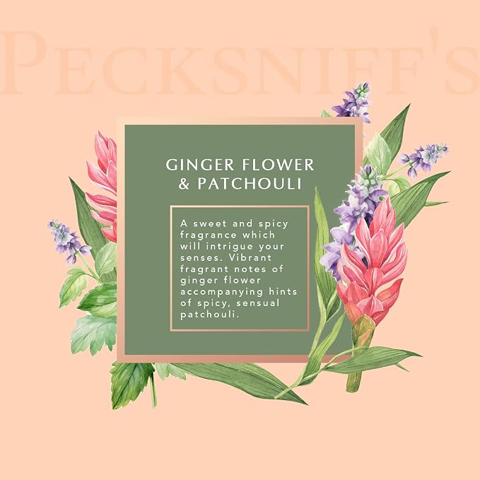 Pecksniff's Ginger Flower & Patchouli Luxury Scented Candle | 1 Wick, 100 g/3.5 oz
