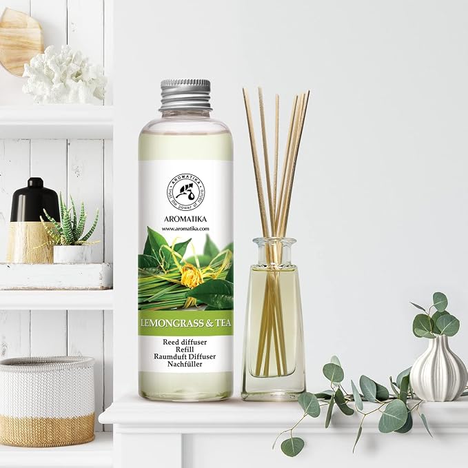 Reed Diffuser Refill Lemongrass - Tea 6.8 Fl Oz - Scented Diffuser - Room Diffuser Refill with Scent - Room Freshener - Home Fragrance - Scented Diffusers - Home Fragrance