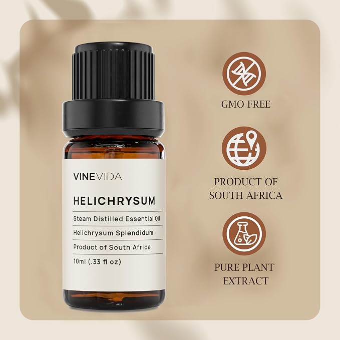 VINEVIDA Helichrysum Essential Oil 10 mL - Pure, Undiluted Helichrysum Oil for DIY Candle Scents and Soapmaking - Safe for Skin
