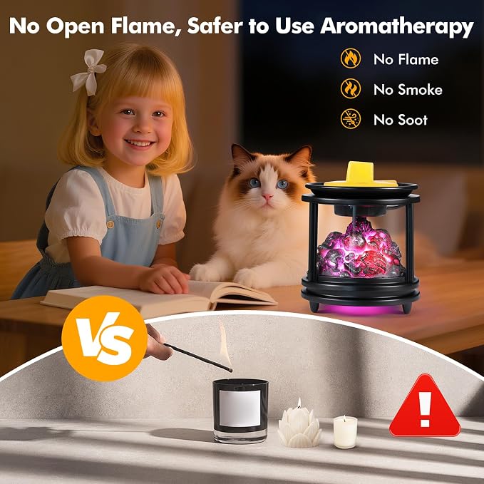 Wax Melt Warmer, Bonfire Skull Candle Wax Melter for Scented Wax Campfire Candle Melt Warmer PTC Heating, 3-in-1 Electric Wax Burner Fragrance Warmer for Home Bedroom Office Gifts & Decor