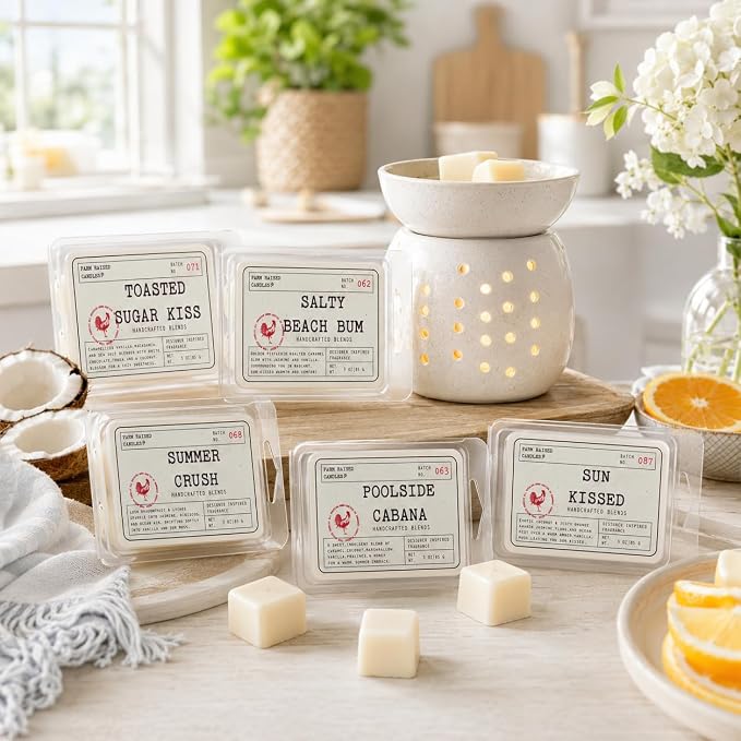 Summer in Rio - Soy Wax Melts 5 Pack, 15 oz Total – Beach Wax Melts, Coconut Vanilla Caramel & Tropical Fruit Scented Wax Cubes for Wax Warmers