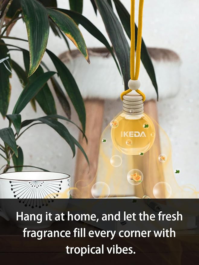 Ikeda Car Air Freshener: Hanging Car Smell Air Freshener | 10ml Hanging Car Perfume | Long Lasting Fragrance | Strong Scents Diffuser for Auto Home (Hami-melon)