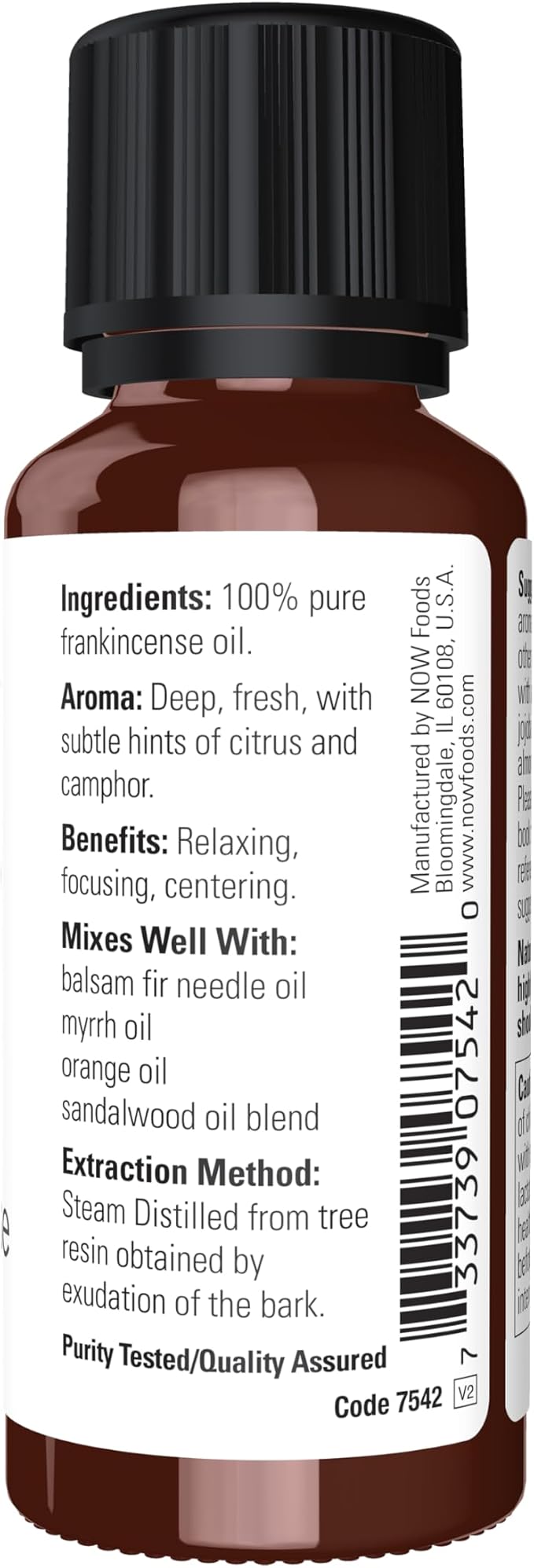 NOW Essential Oils, Frankincense Oil, Centering Aromatherapy Scent, Steam Distilled, 100% Pure, Vegan, Child Resistant Cap, 1-Ounce