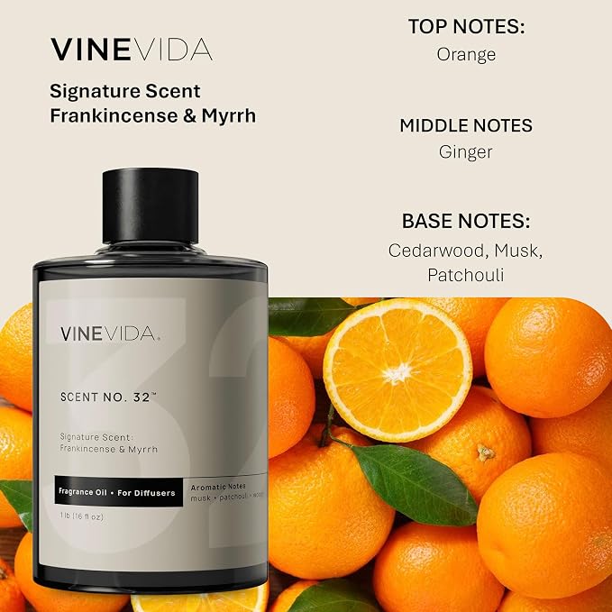 VINEVIDA [16 Fl Oz] Frankincense & Myrrh Fragrance Oil for Cold Air Diffusers, Essential Oils for Diffuser Oil Refill & Air Freshener Room Spray