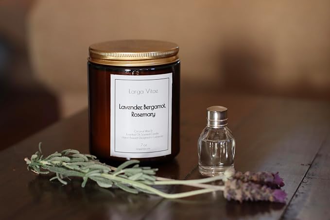 Organic Coconut Wax Aromatherapy Candle | Lavender, Bergamot & Rosemary | Non-Toxic, Pet Safe, Allergy Friendly | Phthalate Free | Zero Waste Sustainable Gift