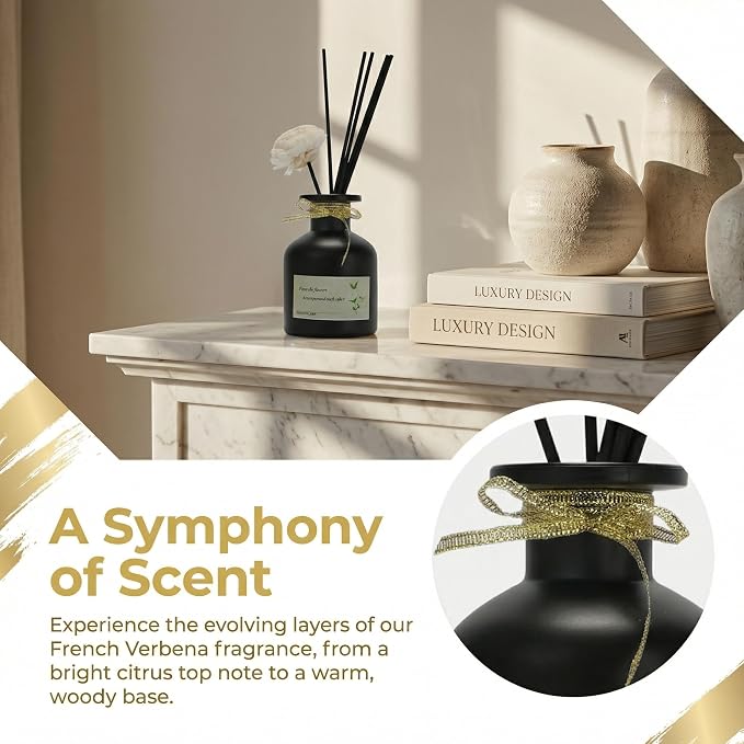 Reed Diffuser, Verbena Citrus, 4.4 fl oz, Invigorating Luxury Scent for Home & Office