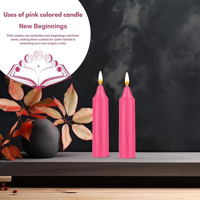 Box of 12 Pink Candles | 4 inches Dripless Paraffin Wax Candles | Witchcraft Supplies for Your Personal Wiccan Altar, Spells, Charms & Intentions | Witchy Room Decor | Taper Candlesticks