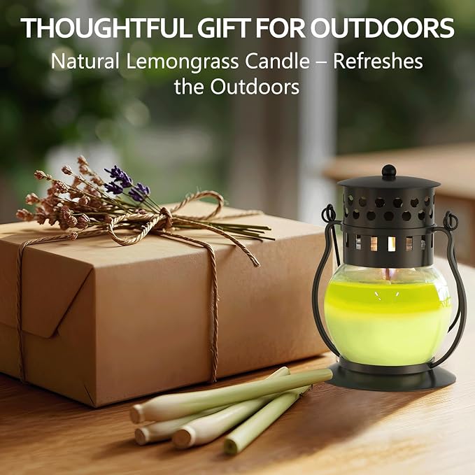 Citronella Candles Outdoor with Vintage Lantern - 3pcs 3.5oz DEET Free Lemongrass Scented Candles for Camping Patio Garden, Natural Citronella Soy Wax Candle, Gifts for Women