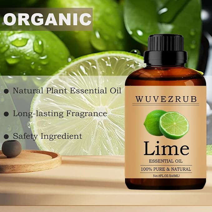Lime Essential Oil, Pure and Natural - 240ML / 8 Fl Oz for Aromatherapy Diffuser