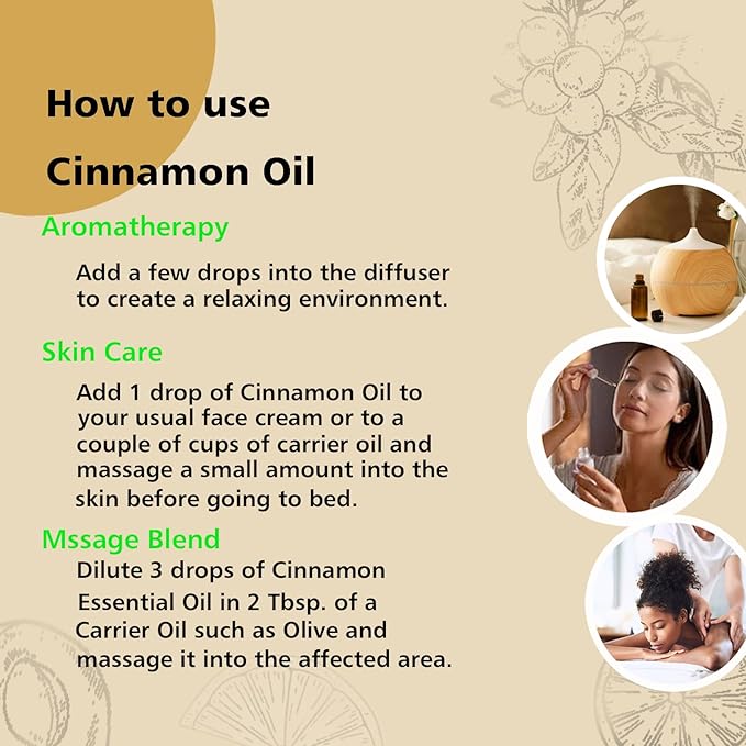 GM Gumili Cinnamon Essential Oil, 100% Pure Undiluted Cinnamon Oil for Diffuser, Massage - 100ml/3.38 oz