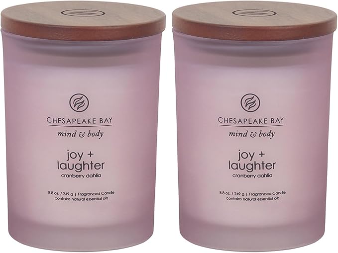 Chesapeake Bay Candle Joy + Laughter Scented Candles Cranberry Dahlia Medium 2-Pack Long Burn Time Home Décor