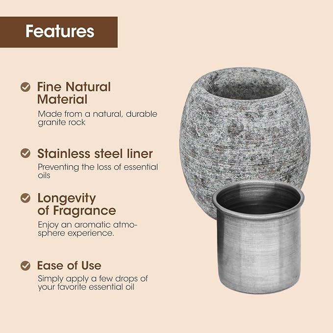Sauna Aromatherapy Stone, Sauna Essential Oil Diffuser, Natural Rock with Stainless Steel Bowl for Essential Oils, Spa Accessories