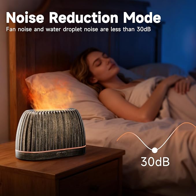 SOULORIGIN Essential Oil Diffuser, Flame Effect Aromatherapy Diffuser with 7-Color LED Lights & Auto Shut-Off, Ultrasonic Diffusers for Home, 120ml Samll Scent Diffuser for Essential Oils - Gold
