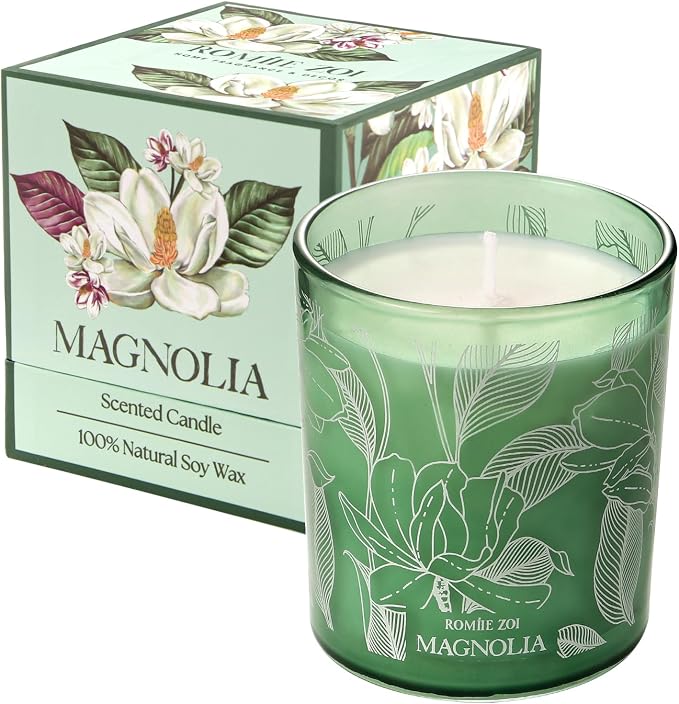 ROMIIE ZOI Scented Candle - Magnolia - 6oz Aromatherapy Soy Wax Jar Candle for Home, Gifts for Women - 170g