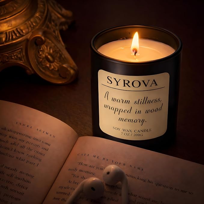 Vanilla & Cedarwood Candle, Luxury Scented Soy Candle 7oz, Cozy Sweet Fragrance for Home, Long Lasting Aromatherapy Candle, Gift for Women, Modern Jar Candle