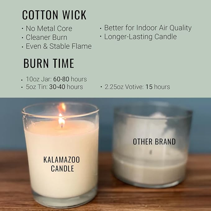 Kalamazoo Candle Company Hand-Poured Soy Wax Candle – 10oz Classic Jar, 60-80 Hour Burn Time – Made in USA, Highly Scented, Phthalate-Free (Obsidian)